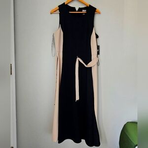 blue & cream DKNY sleeveless dress (size 10)